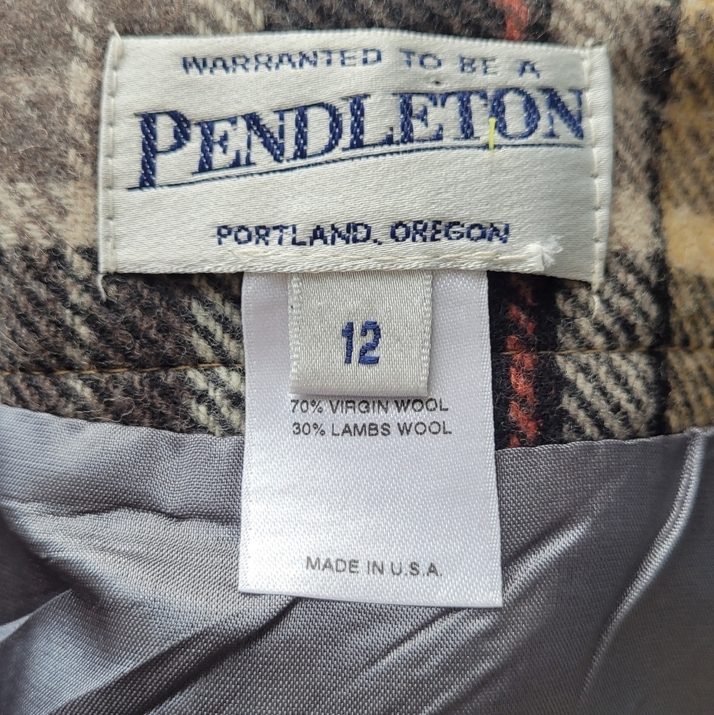 Vintage Pendleton 100% Wool Skirt Women's 12 Plaid Yellow Black - Picture 5 of 5